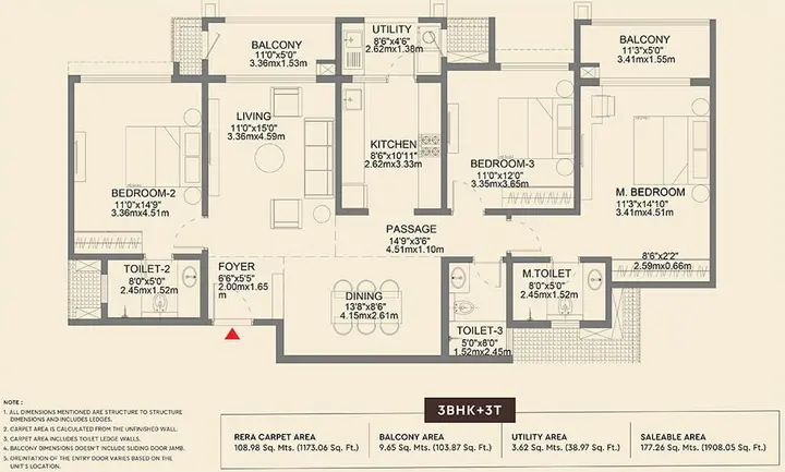 Godrej Aveline 3 BHK 1,908 sqft floor plan layout Godrej Aveline 3 BHK 1,908 sqft floor plan layout