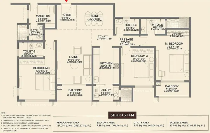 Godrej Aveline 3 BHK + Maid 2,195 sqft floor plan layout Godrej Aveline 3 BHK + Maid 2,195 sqft floor plan layout